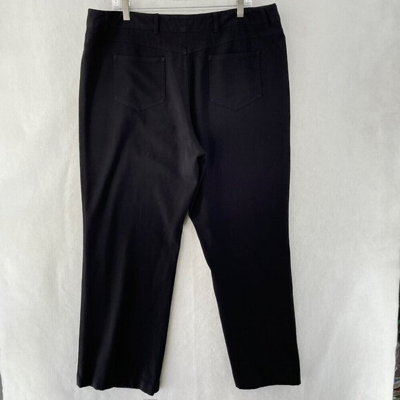 Croft & Barrow Pants Womens 18 Black Straight Leg High Rise Regular Fit Button - Picture 2 of 9